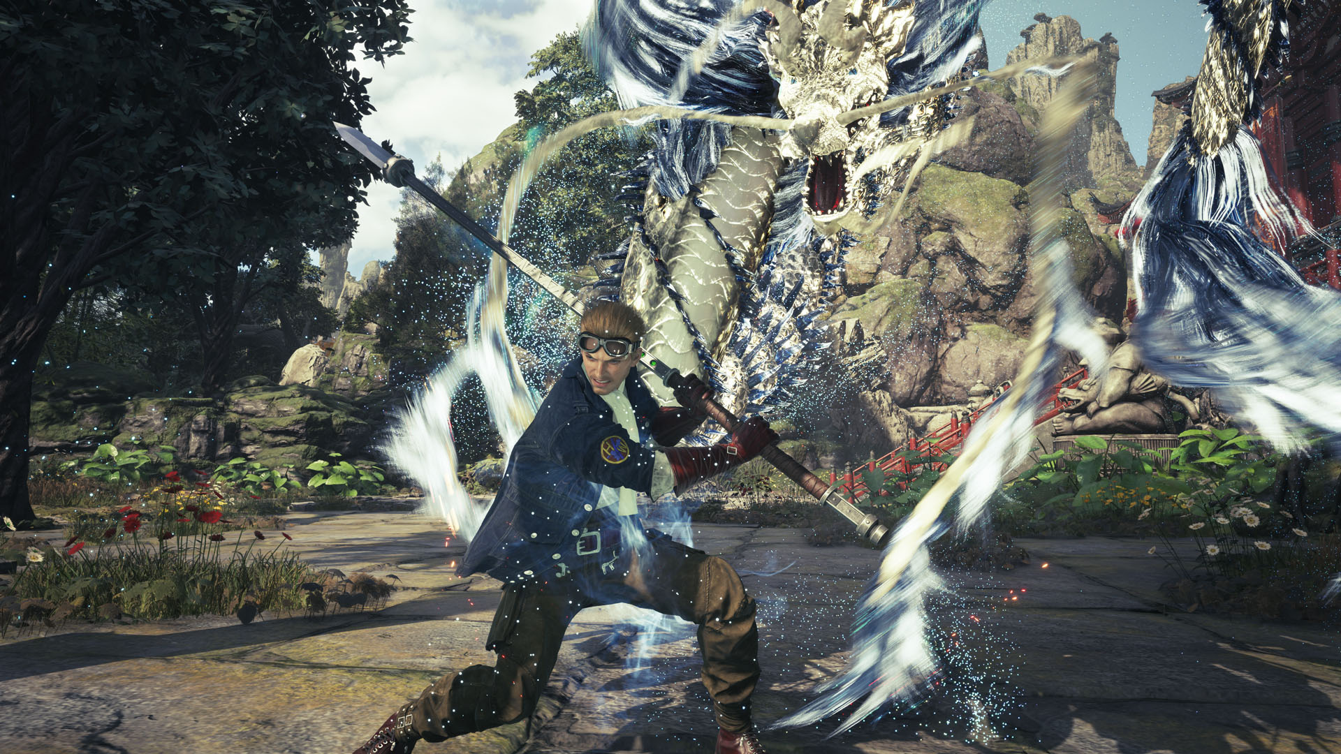 Cid readies a glowing dragon attack in Final Fantasy 7 Revelation