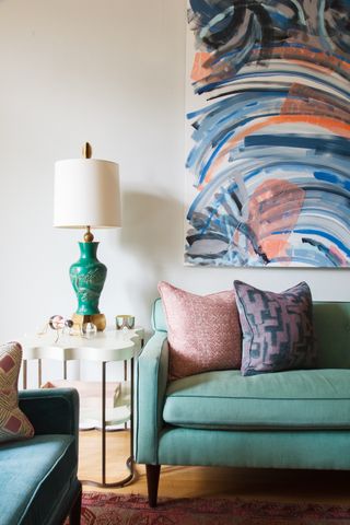 Living room with art by Natalie Tredgett