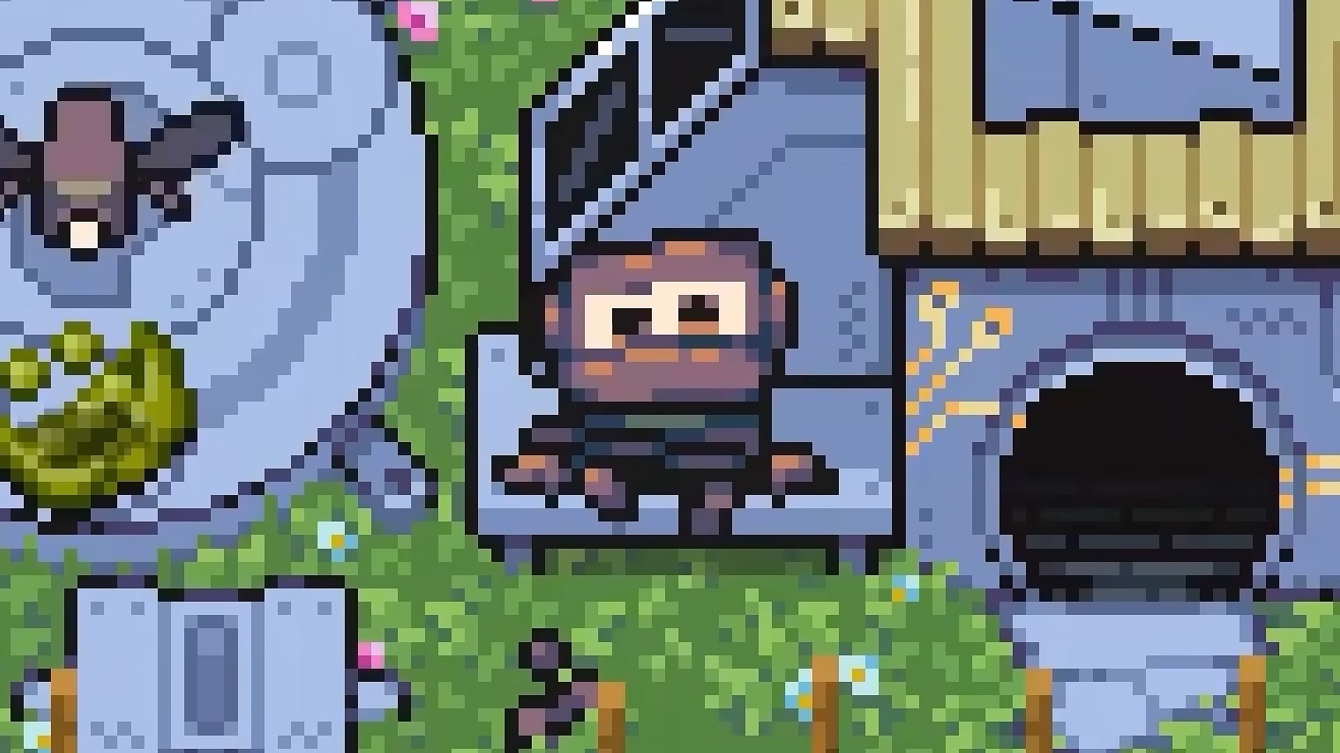 Rusty's Retirement main character Rusty on a bench
