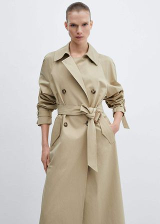 Double-Breasted Cotton Trench Coat - Women