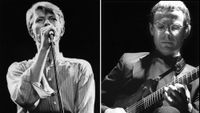David Bowie (left) and Robert Fripp perform onstage