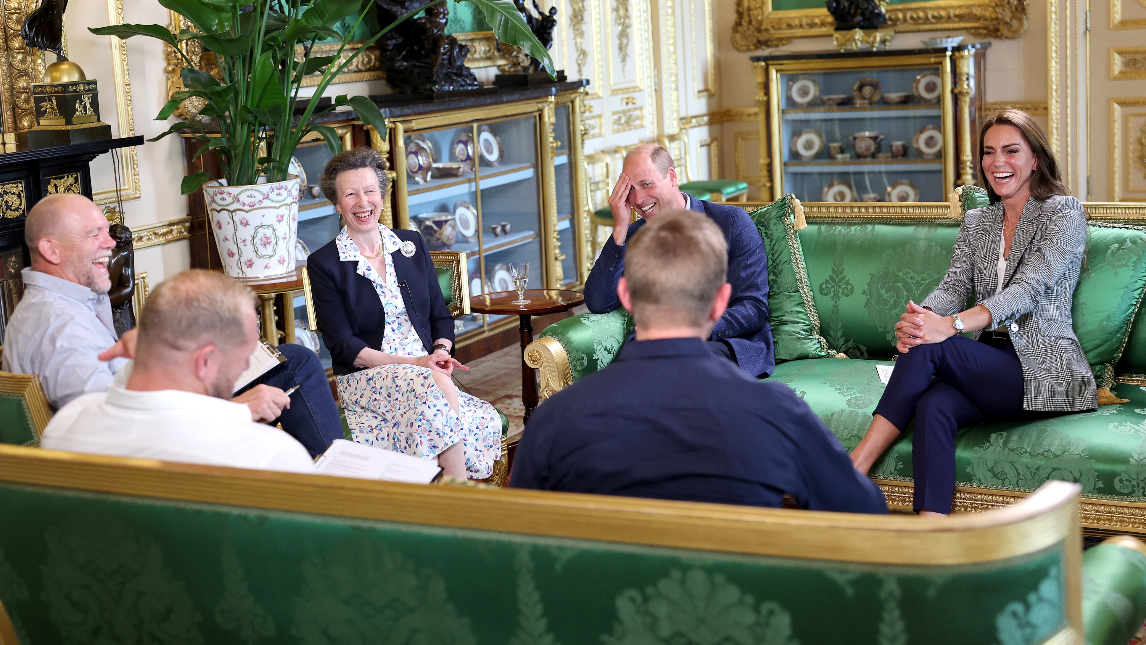 Mike Tindall, Princess Anne, Princess Royal, Prince William, Prince of Wales and Catherine, Princess of Wales attend the recording of a special episode of Th