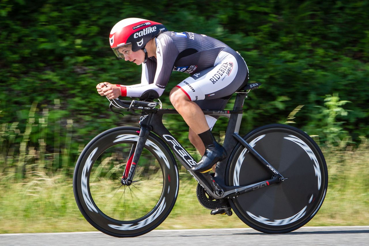 Chloe Dygert (Twenty16-Ridebiker) rode into the top 10 at the US time trial championship.
