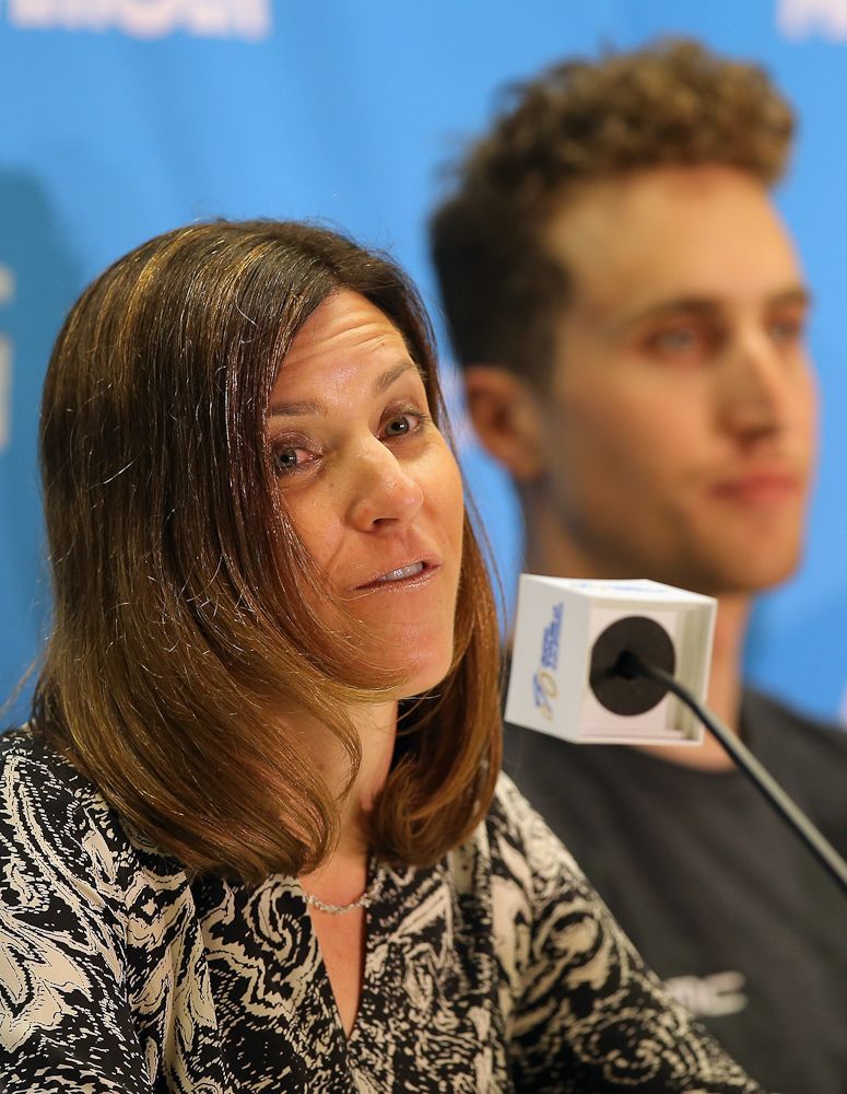 Kristin Bachochin, executive director of the Amgen Tour of California and senior vice president of AEG Sports addresses the media during the pre-race press conference prior to the 2014 Amgen Tour of California on May 9, 2014 in Sacramento.