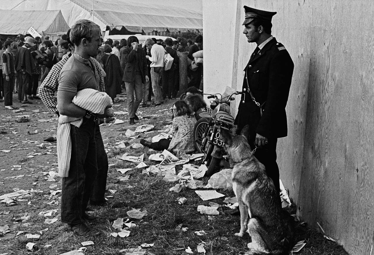 An audience member and a security guard