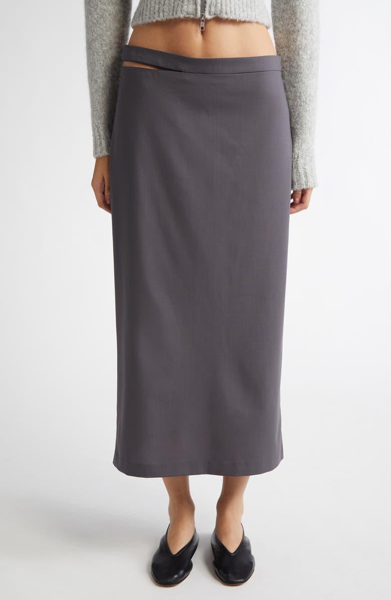 Jiaqi Cutout Waist Midi Skirt