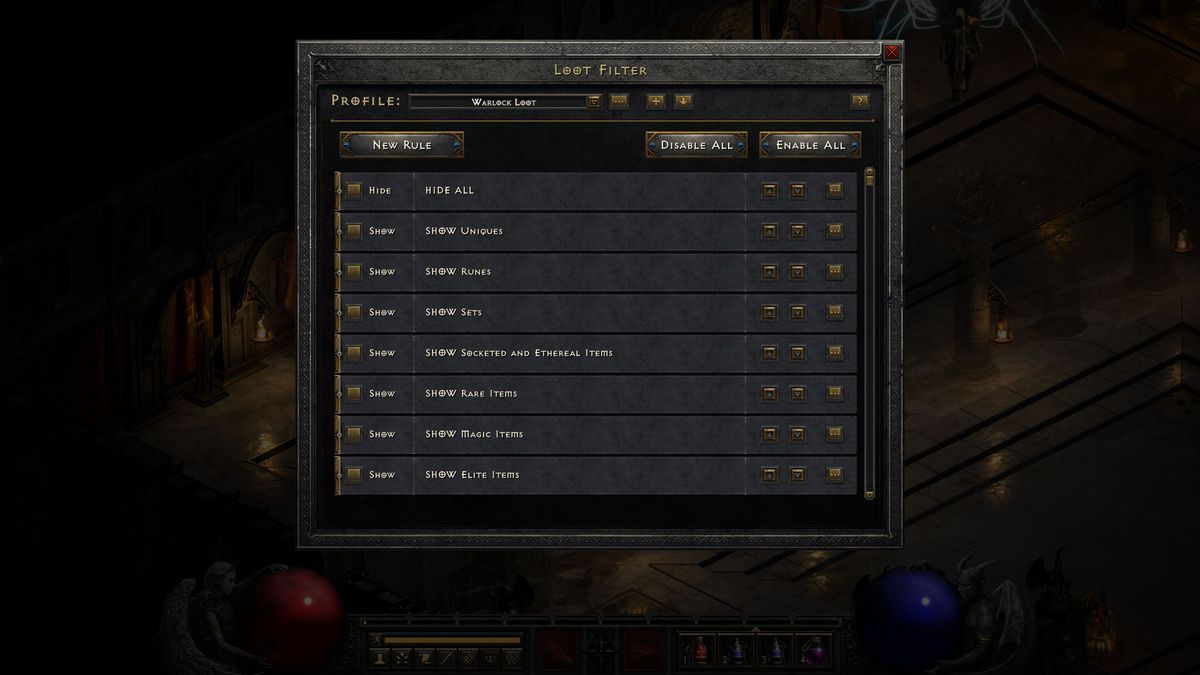 Gameplay images of Diablo 2 Warlock