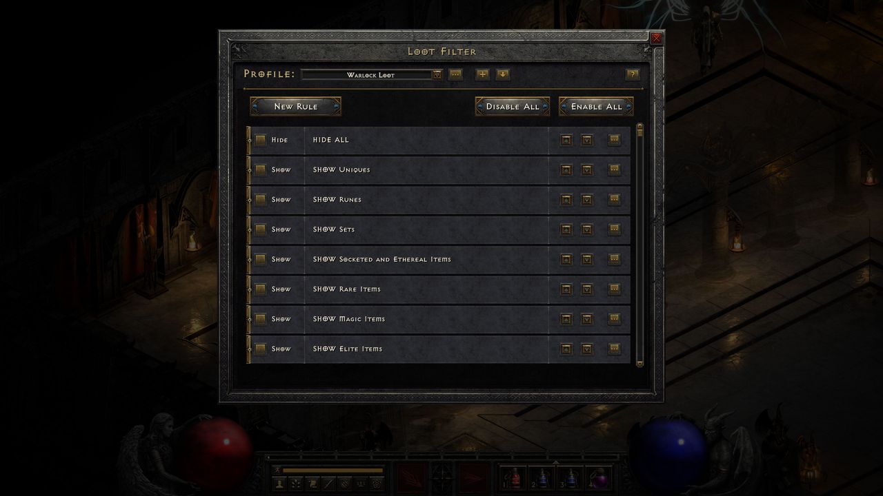 Gameplay images of Diablo 2 Warlock