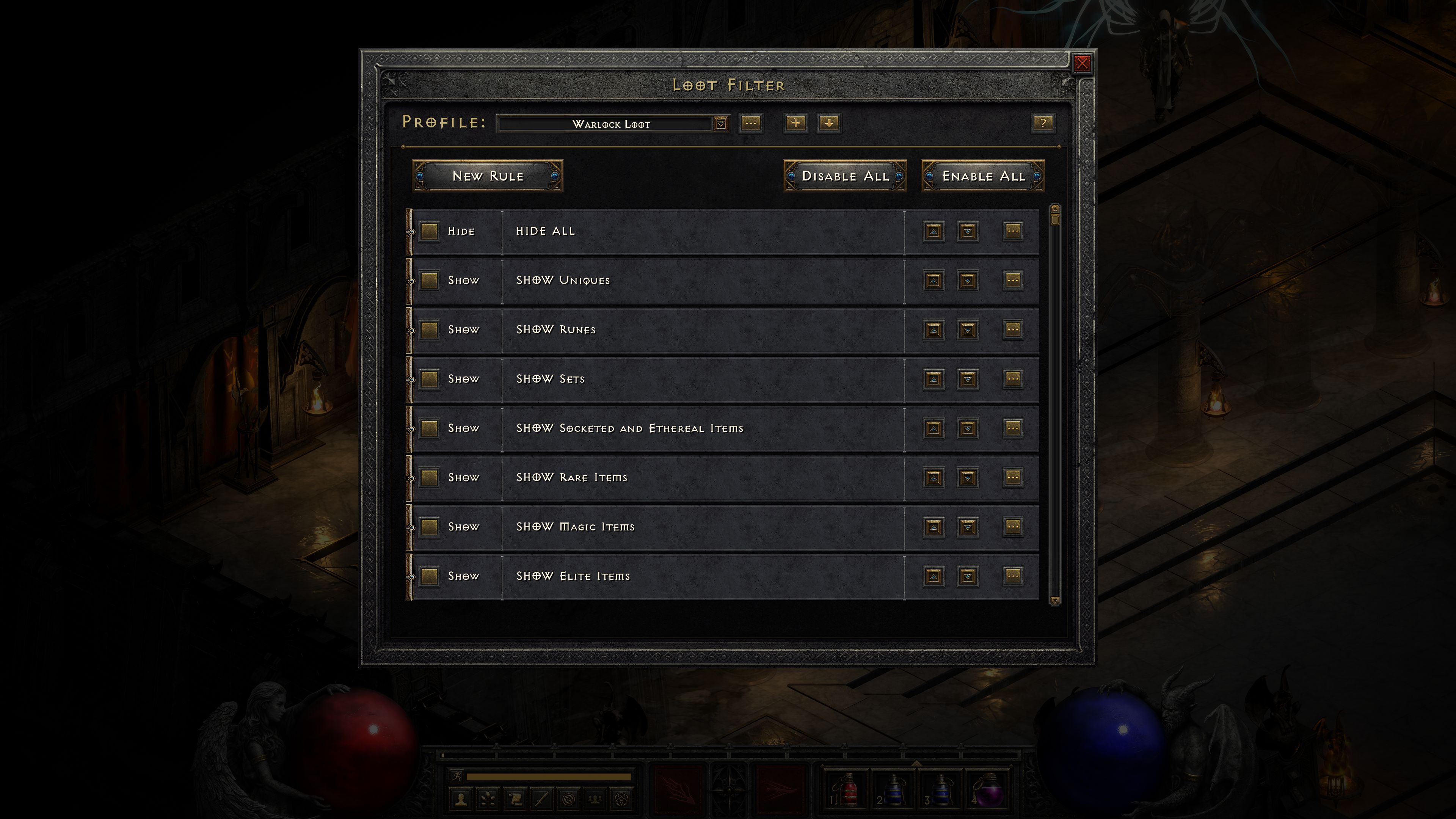 Gameplay images of Diablo 2 Warlock