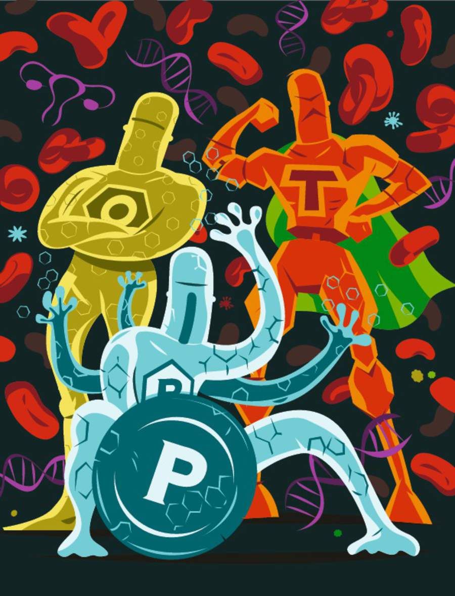 Image depicts hormones as superheroes