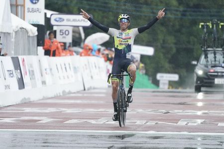 Rui Costa (Intermarch&eacute;-Circus-Wanty) takes victory in a rain-soaked edition of the Japan Cup in 2023