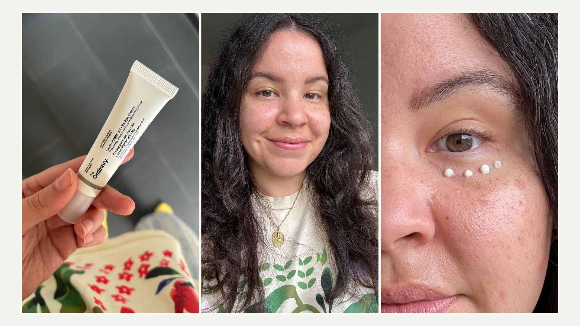 Mica Ricketts testing The Ordinary Lacto-PDRN 4% + B9 Eye Cream