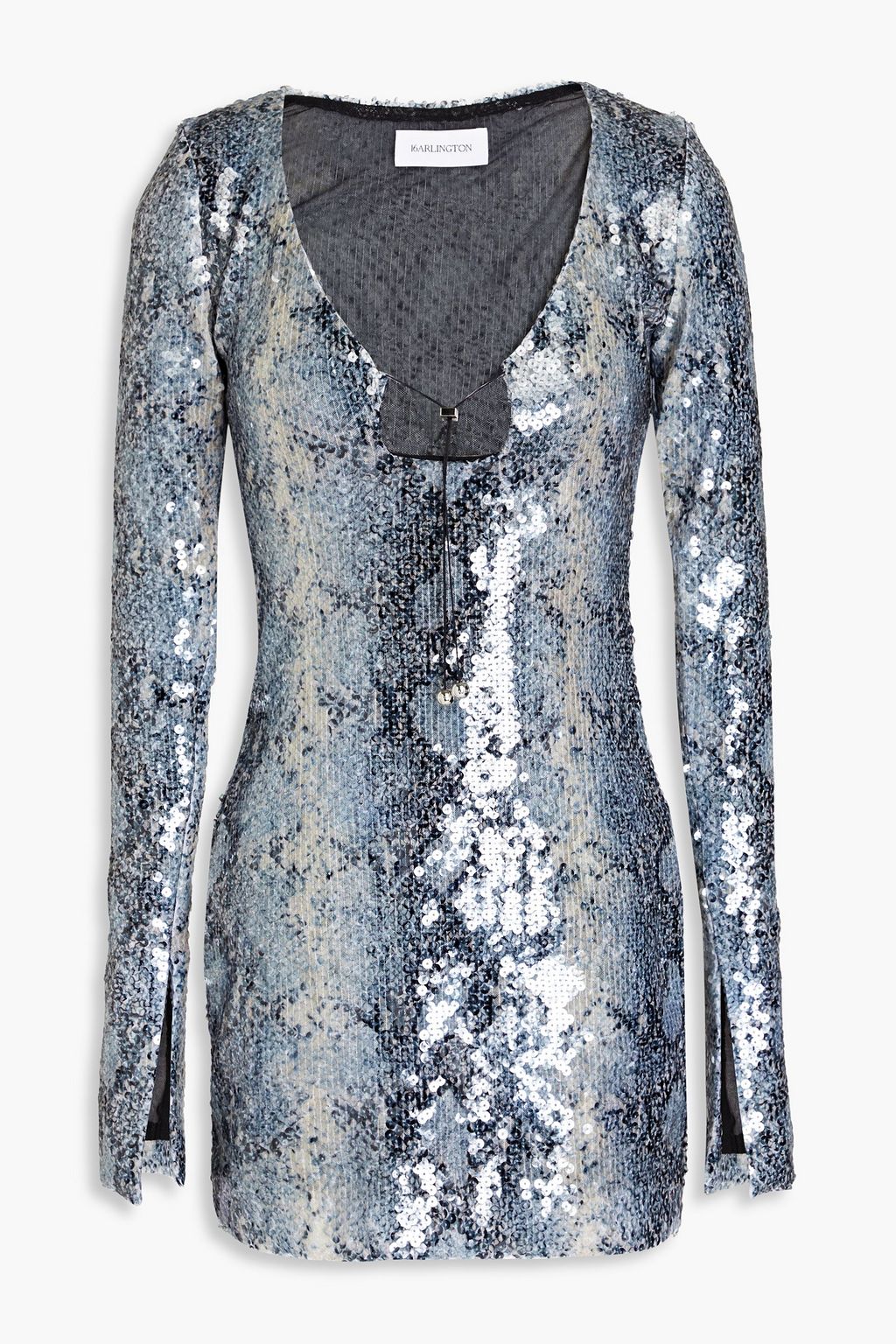Solaria Sequined Snake-Print Mesh Mini Dress