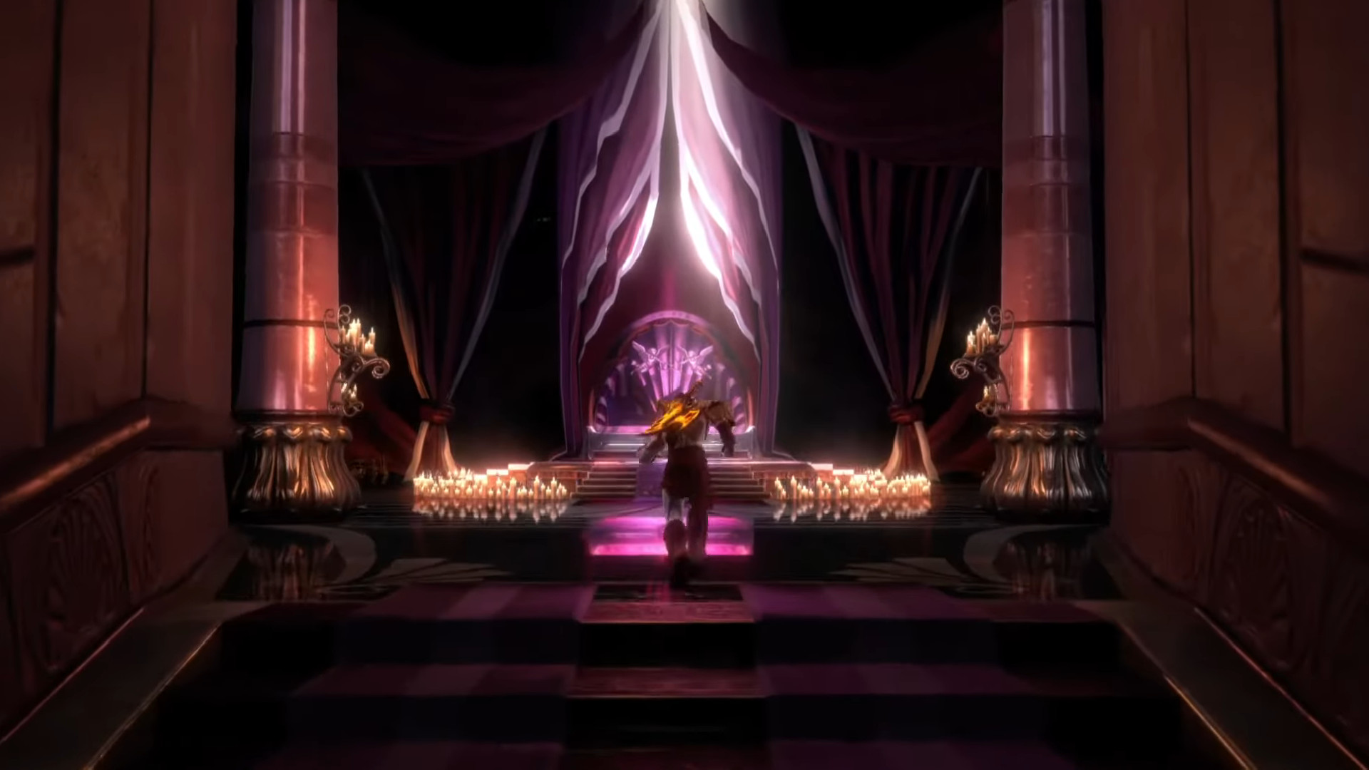 Kratos approaches Aphrodite's bedchamber in God of War 3