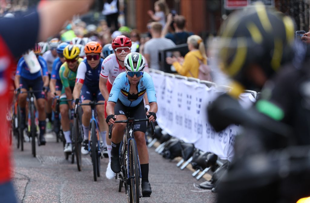Belgian Justine Ghekiere did a lot of work at the front to reel back in the breakaway