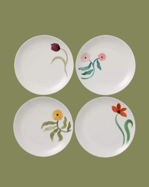 Fine China Cake Plate, Set of 4
