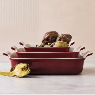 Stacked on Le Creuset new colour Rhone stoneware baking dishes