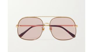 Stella McCartney Gold Aviator Style Gold-Tone Sunglasses