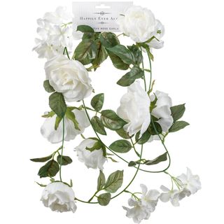 white rose garland