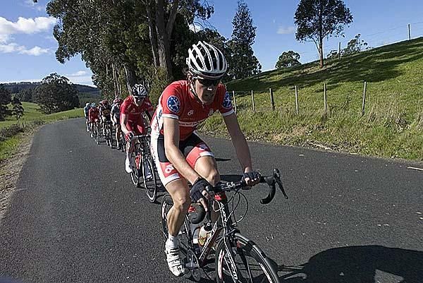 Steven Robb (Search 3 Retain) from Victoria in the peloton during stage seven.