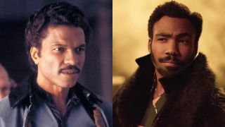 Billy Dee Williams and Donald Glover as Lando Calrissian