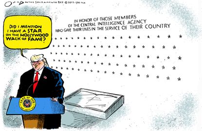 Political Cartoon U.S. Trump Hollywood Star CIA service members