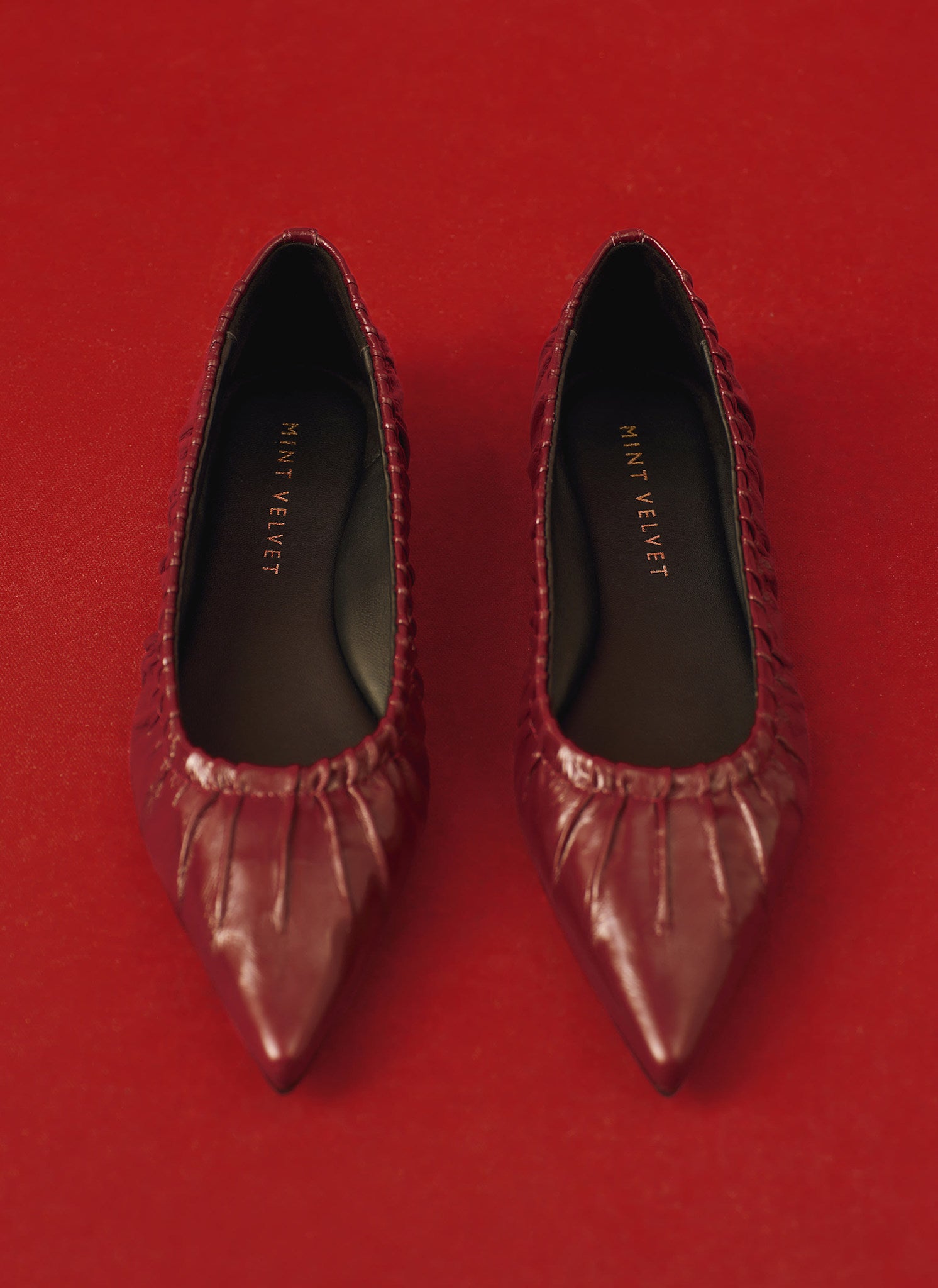 Arella Burgundy Patent Ballet Flat Shoes