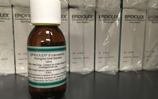 A bottle of Epidiolex, an epilepsy drug that contains cannabidiol.