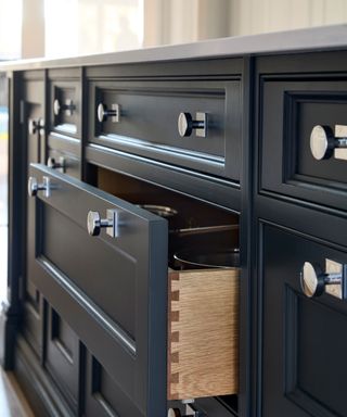 navy blue kitchen drawers