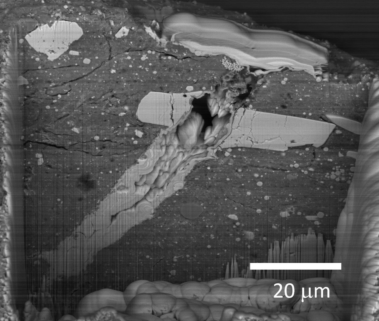 an electron microscope image showing the material of Bennu