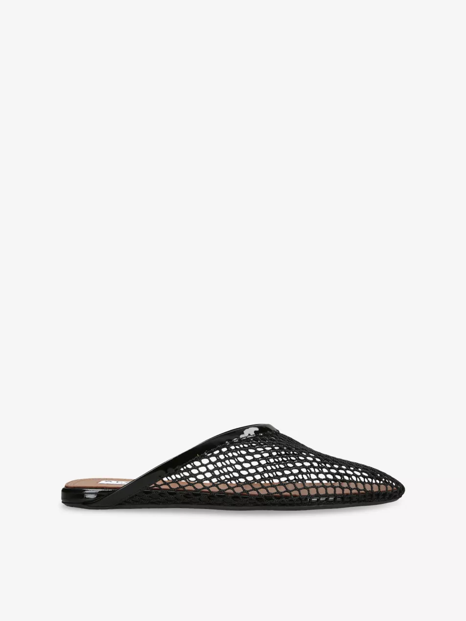 Net Leather Mules