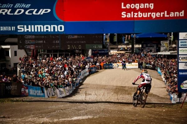 Aaron Gwin (Trek World Racing) in action in Leogang