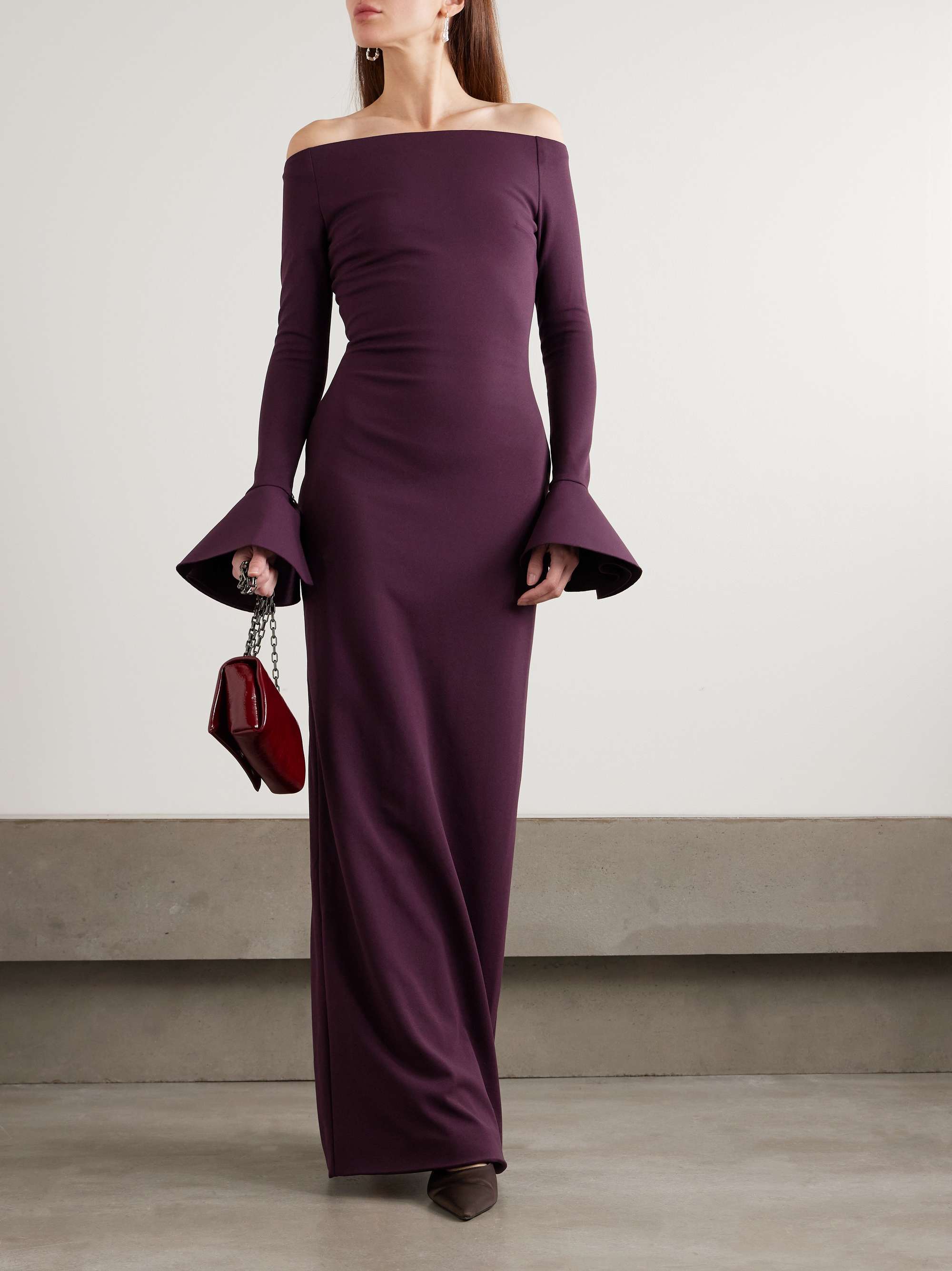 Anica Off-The-Shoulder Crepe Gown