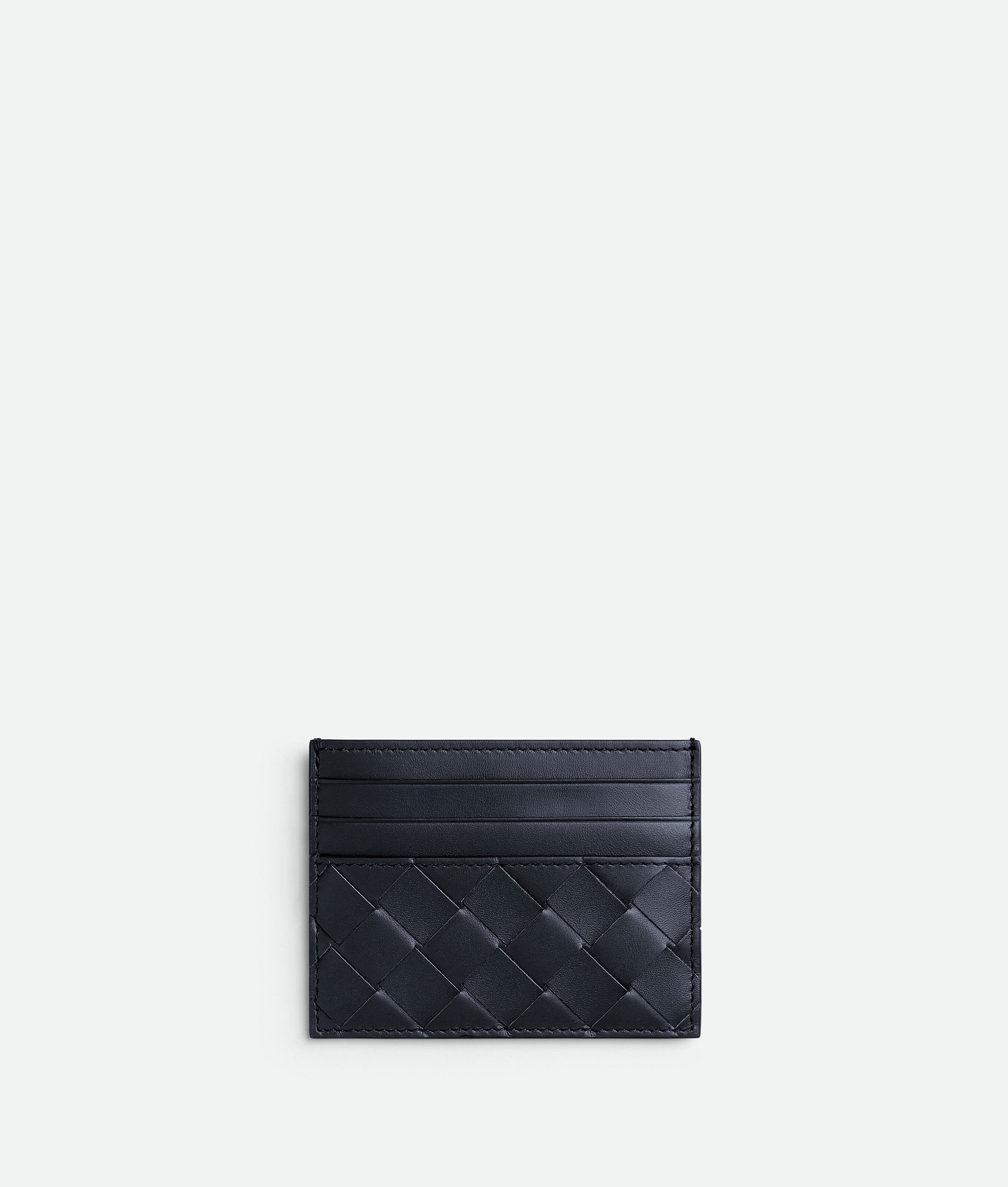 Men's Intrecciato Credit Card Case in Deep Blue