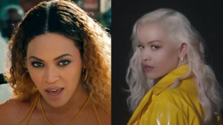 Beyonce in Hold Up Music video and Rita Ora in Carry On Music video