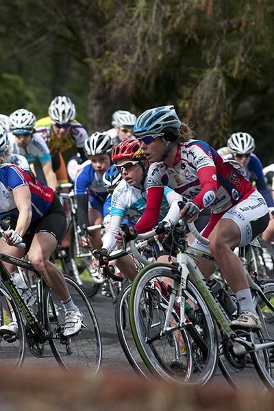 Riders corner into the home straight on the 1.8km circuit in Geelong's Eastern Gardens.