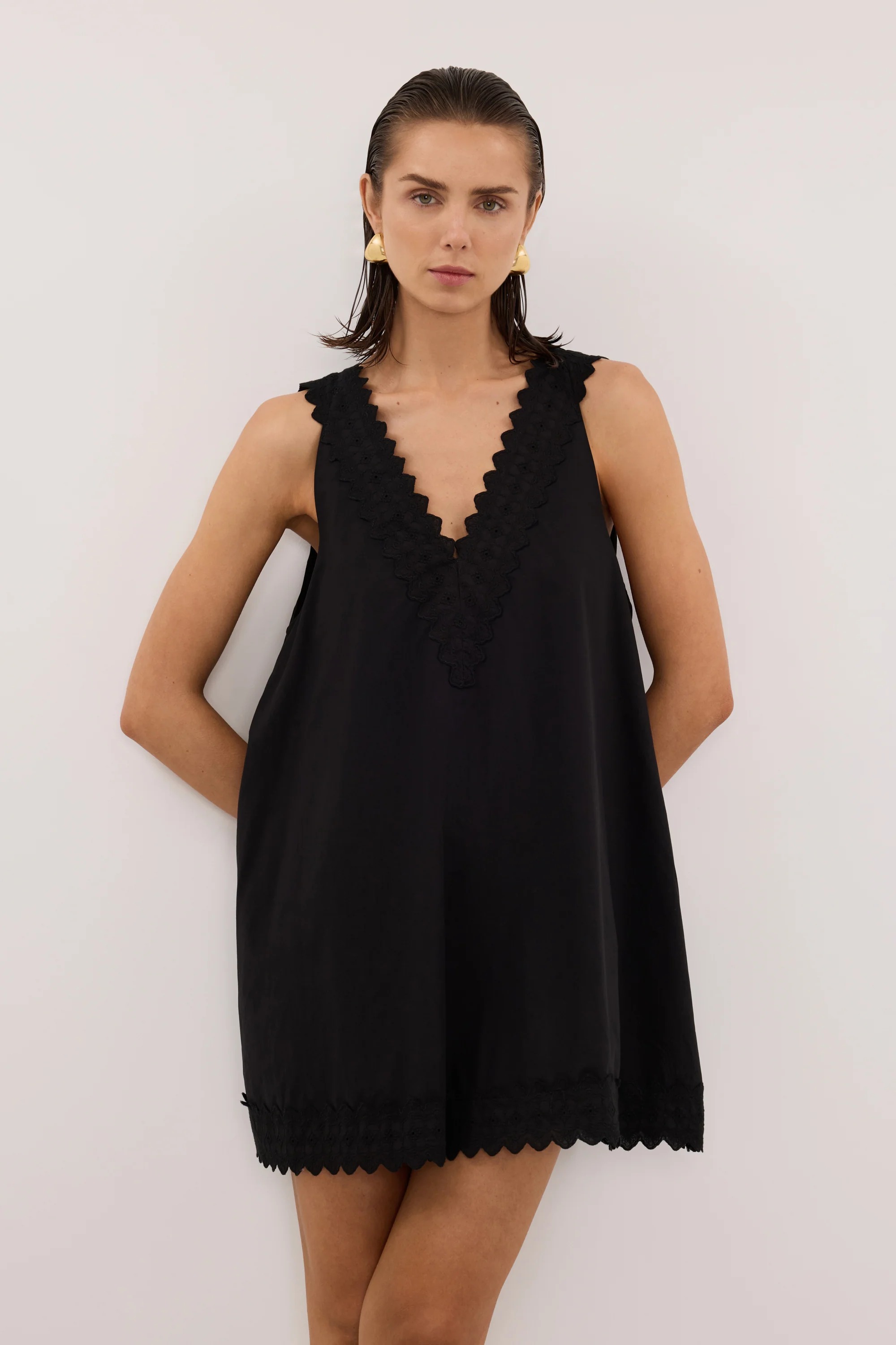 DISSH, Annabel Black Sleeveless V Neck Mini Dress