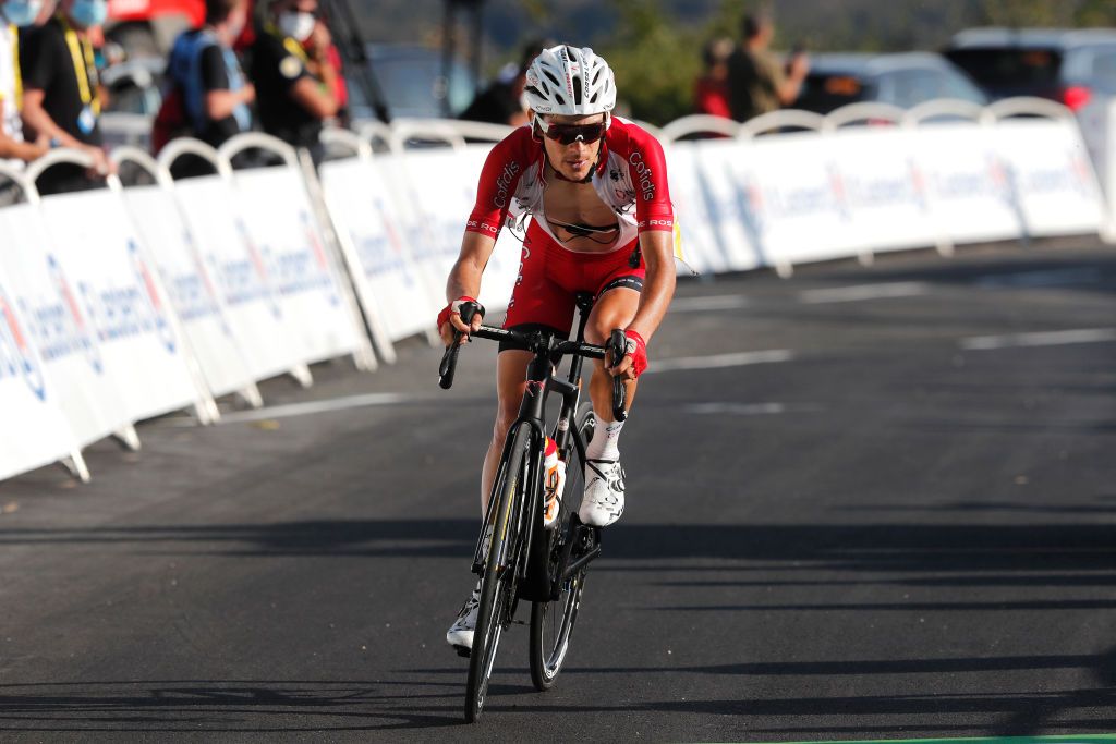 GRAND COLOMBIER FRANCE SEPTEMBER 13 Arrival Guillaume Martin of France and Team Cofidis Solutions Credits during the 107th Tour de France 2020 Stage 15 a 1745km stage from Lyon to Grand Colombier 1501m TDF2020 LeTour on September 13 2020 in Grand Colombier France Photo by Thibault Camus PoolGetty Images