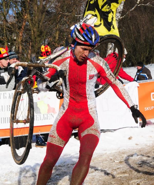 Pawel Szczepaniak (Poland) sliding on the ice