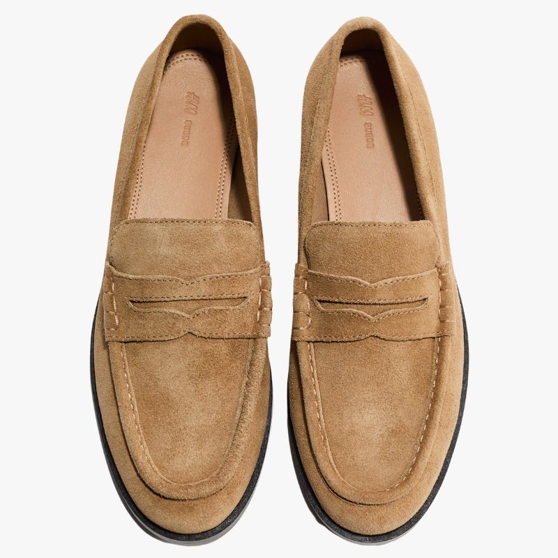 Split suede loafers cut out