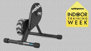 Image of Wahoo Kickr Core turbo trainer, overlaid with Cyclingnews indoor training week badge