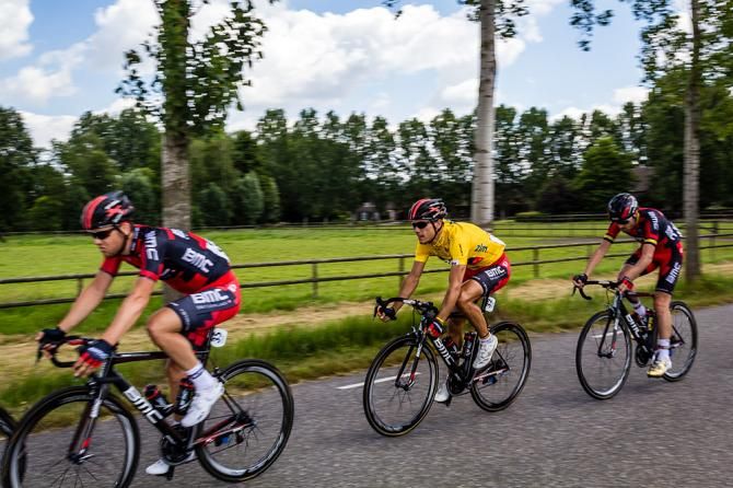 Gilbert its on his teammate's wheel