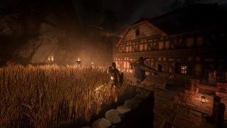 Player home with wheat being grown in Enshrouded