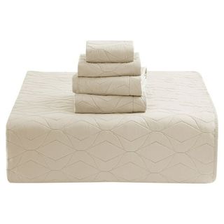 Clara Clark Quilt Set Queen Bedspread, 5-Piece Ellipse Weave Lightweight Coverlet, Beige Cream