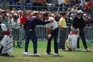 Simon Holmes coaches Seve Ballesteros