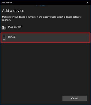 Select Bluetooth device to pair