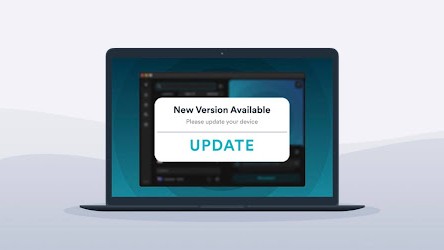Surfshark&#039;s new version Apple app available disclaimer on laptop screen - promo image