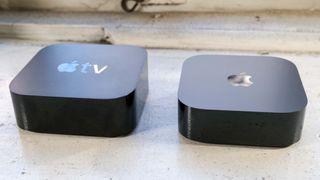 (L, R) The 2021 Apple TV 4K and Apple TV 4K (2022) from the front