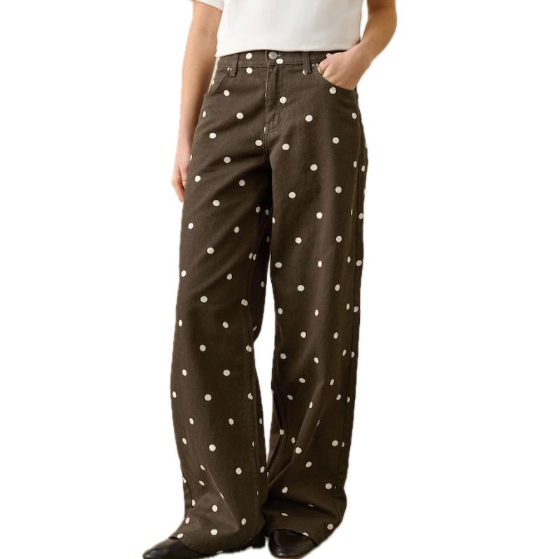Next , Chocolate Brown Polka Dot Wide Leg Jeans