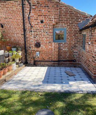 garden with brick wall